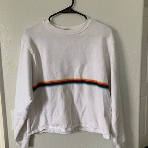 White with rainbow stripe John half crop top